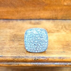 Pave Rhinestone Cocktail Ring Size 6.5